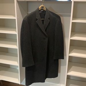 Jos A Bank dark grey herringbone overcoat - 38R